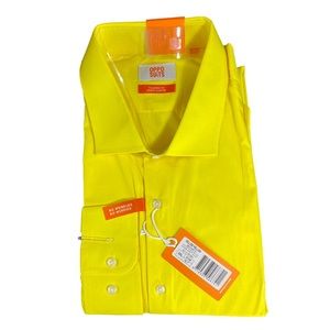 Opposuits Mens Yellow Tailored-Fit Long-Sleeve Dress Shirt Size 3XL Bright NEW